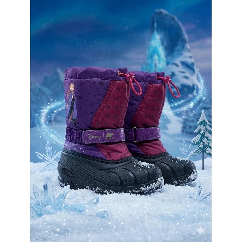 Sorel Disney 💜Frozen 2 Anna Flurry Purple Pink‎ Snow Boots Girls Kids-1